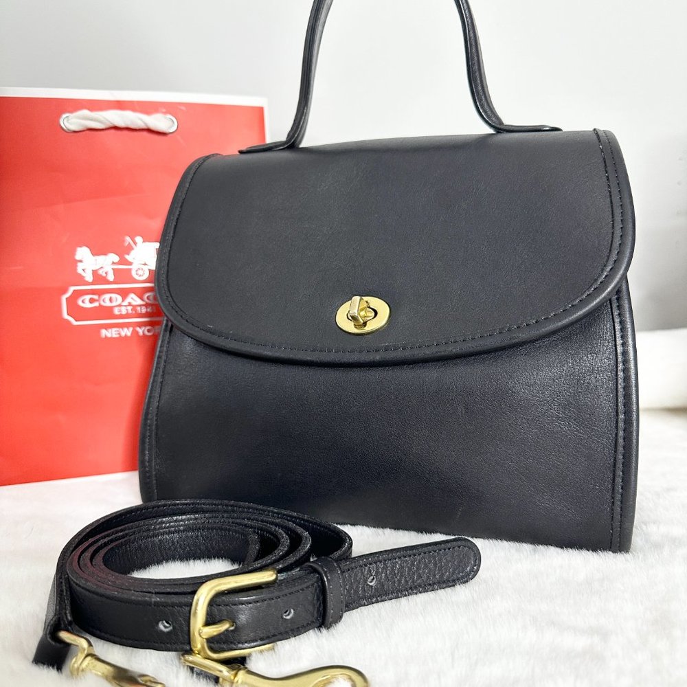 COACH 9977 Authentic Vintage Manor Black Top Handle Adjustable Crossbody Bag